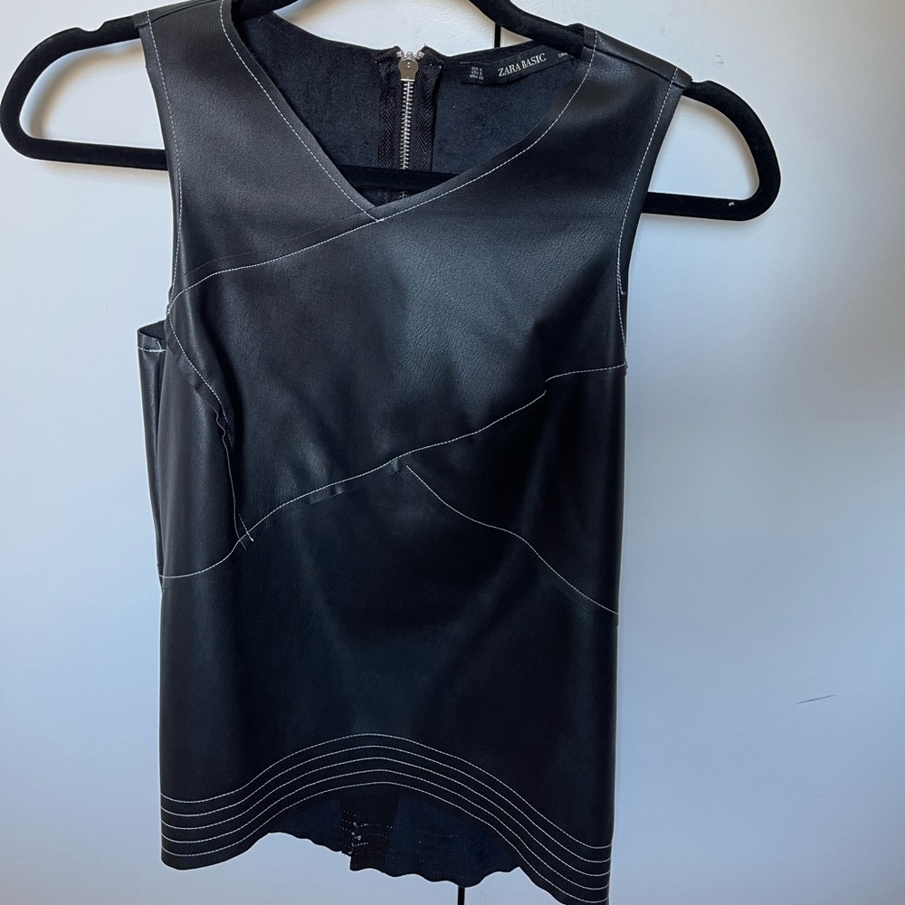 Faux leather top